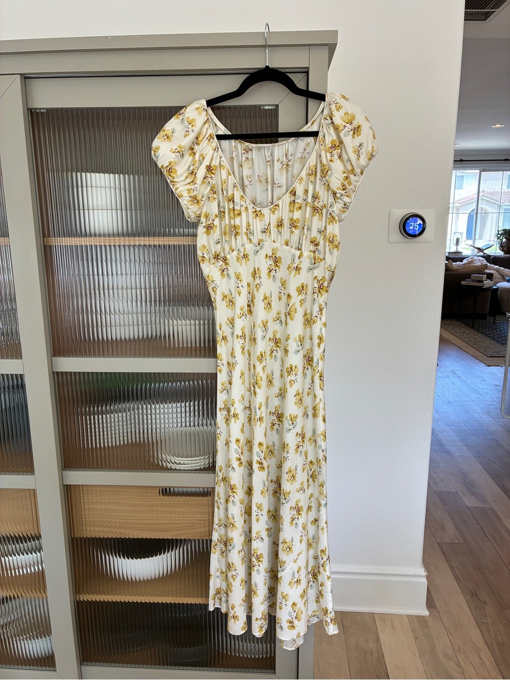 DÔEN Floral Print Puff Sleeve Midi Dress